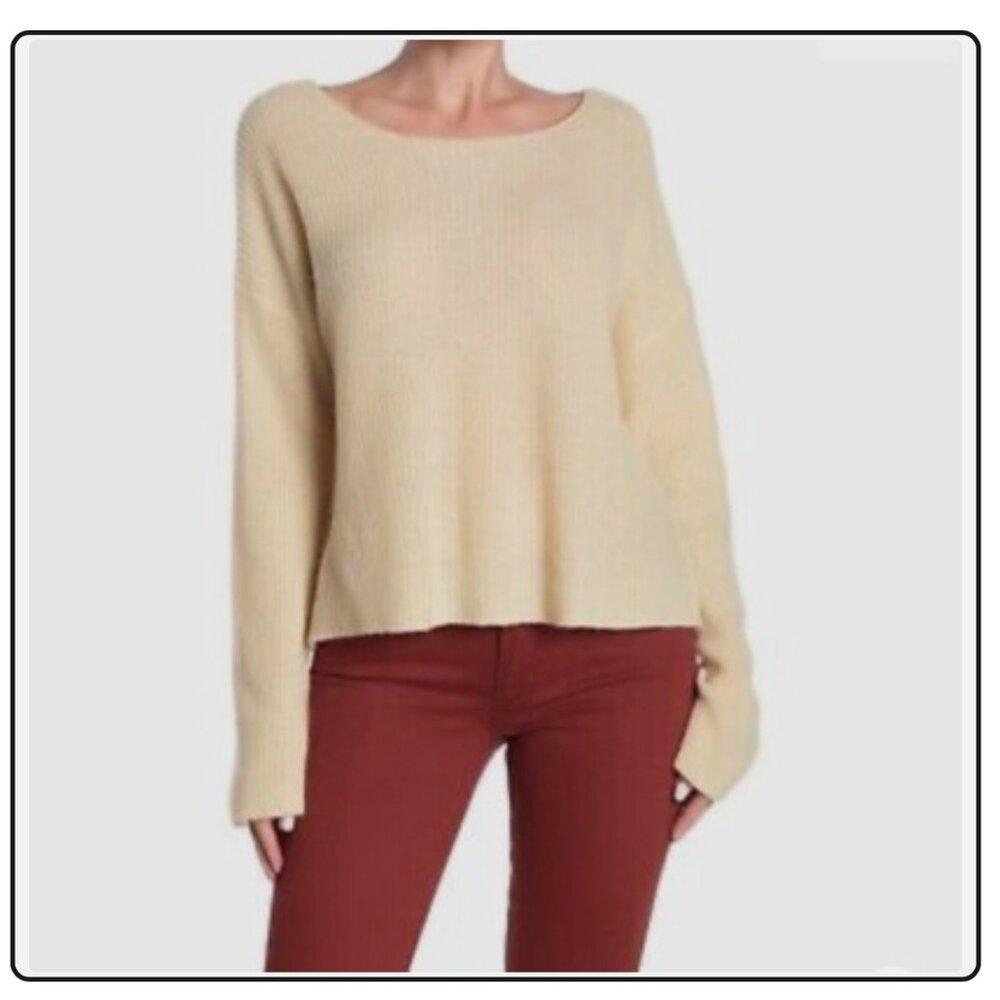 NWOT - 360 Cashmere - Pale Yellow Oversized Crew / scoop neck sweater - Size L